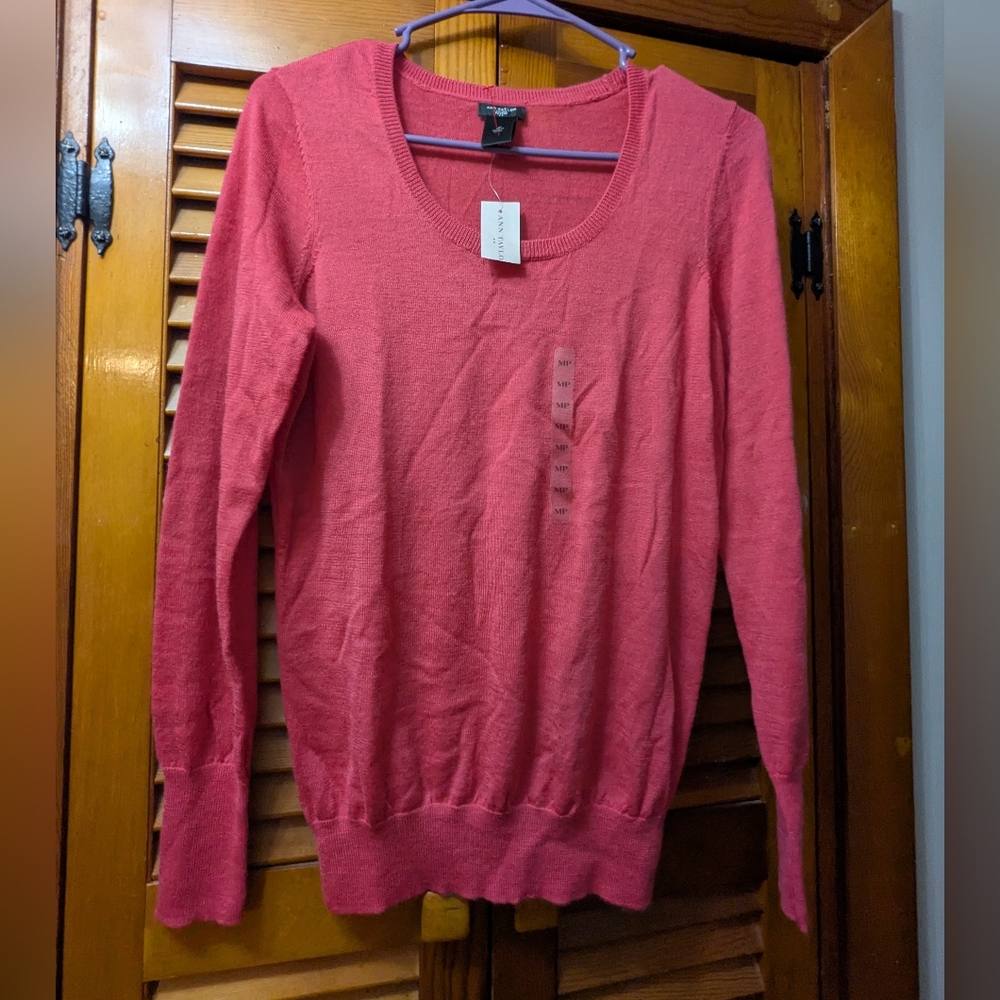 Ann Taylor Women's Medium Long Sleeve Shirt Pink Cuff